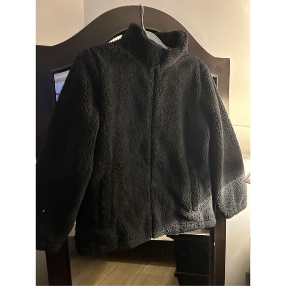 NEW Black Sherpa Jacket Zip Up Fleece Jacket Fuzzy M - Picture 8 of 8